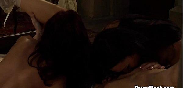  Orgasming Lesbian Threesome With Slaves